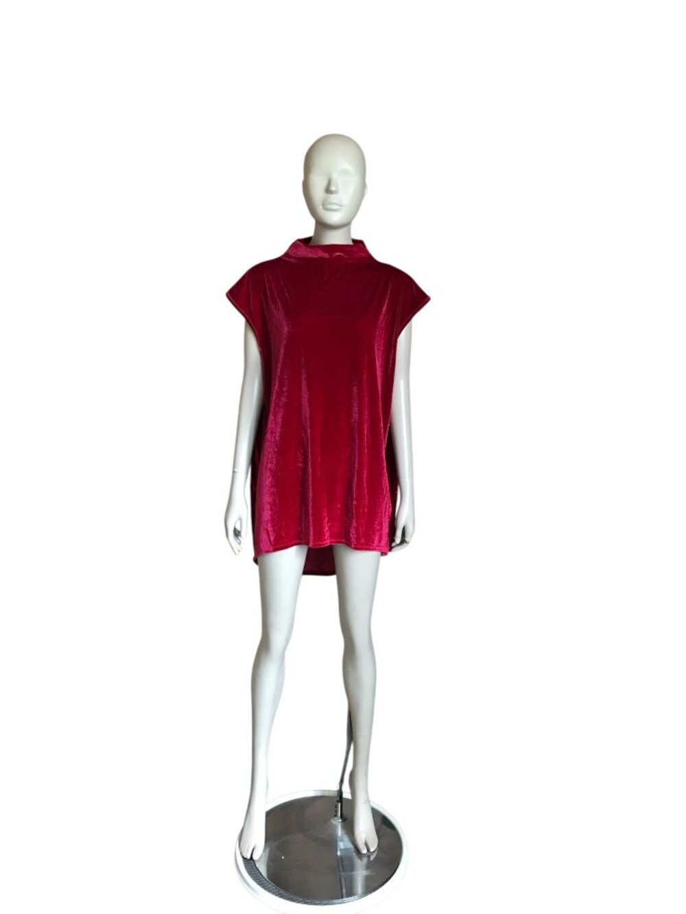 Sweet Pea Red Velvet Mock Neck Blouse